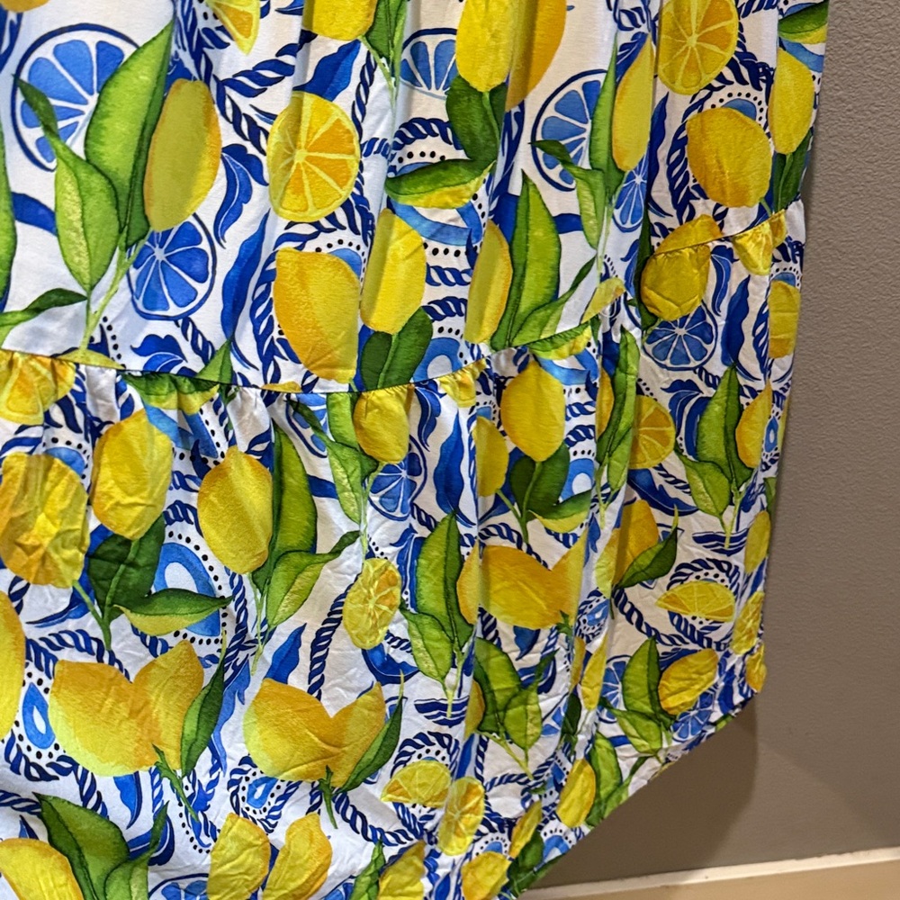 Kenny Flowers The Positano Tiered Maxi Dress Resort  Smocked Back Lemon Sz Small - Picture 11 of 13